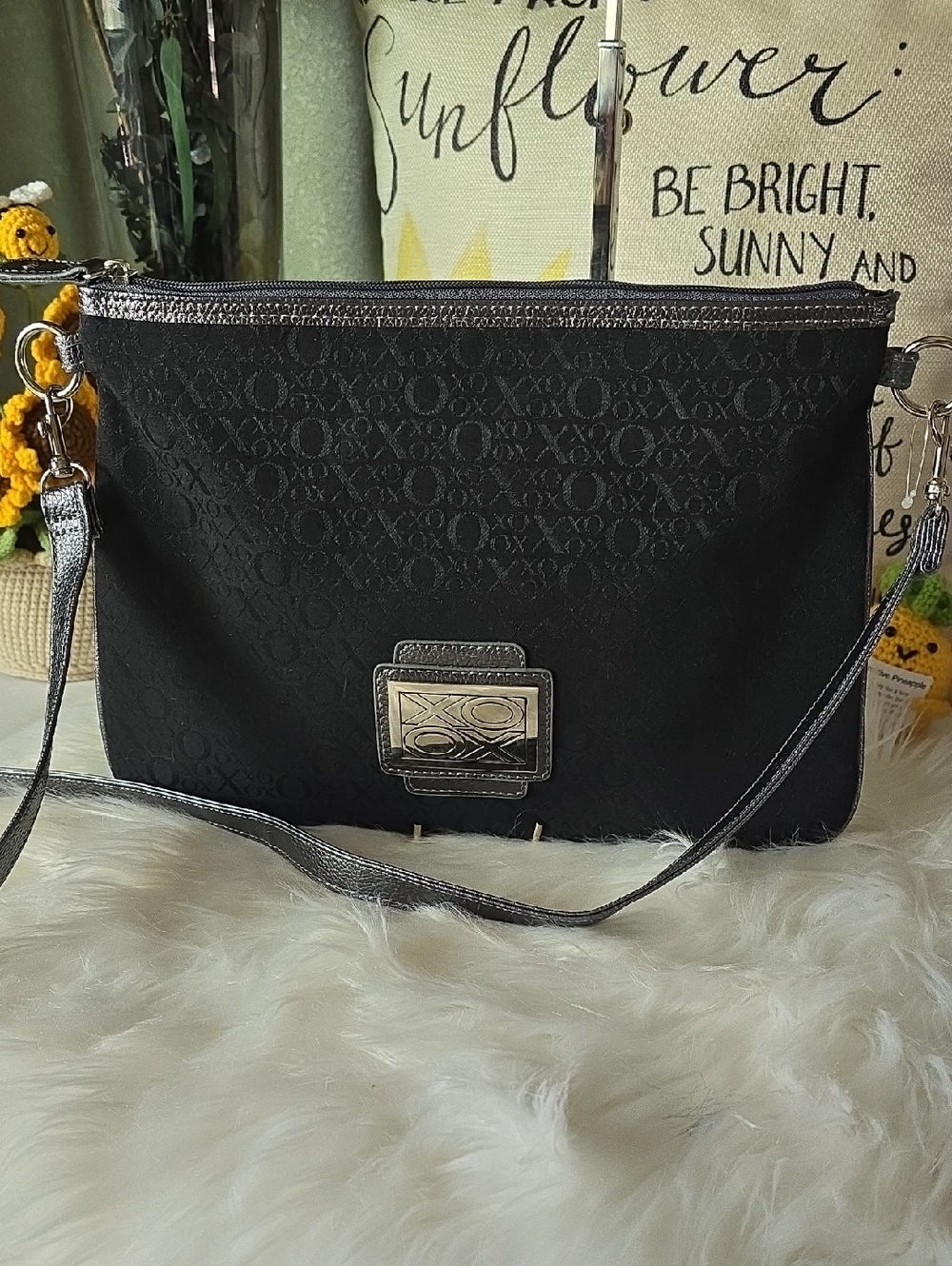 Xoxo BRAND Black Women's Shoulder Bag with Silver Hardware